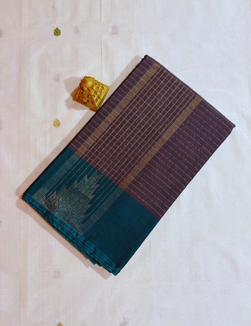 Grey & Green   Silk Cotton Saree