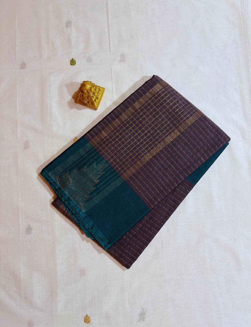 Grey & Green   Silk Cotton Saree