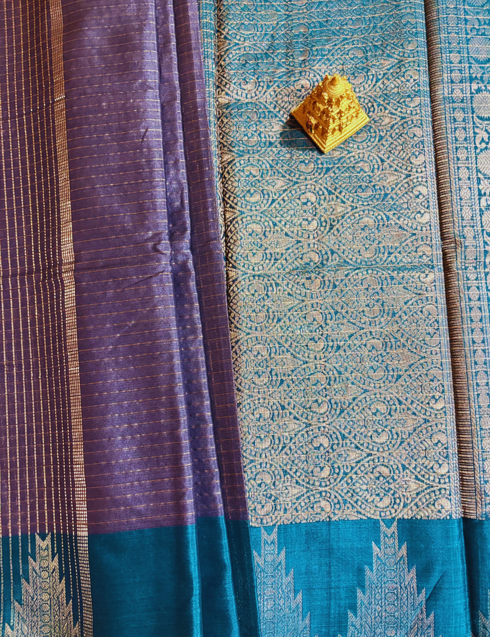 Grey & Green   Silk Cotton Saree
