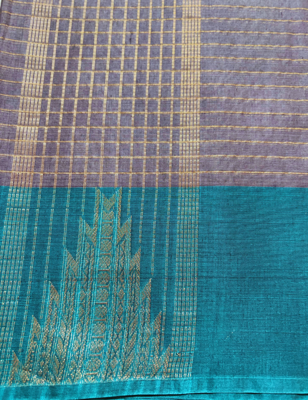 Grey & Green   Silk Cotton Saree
