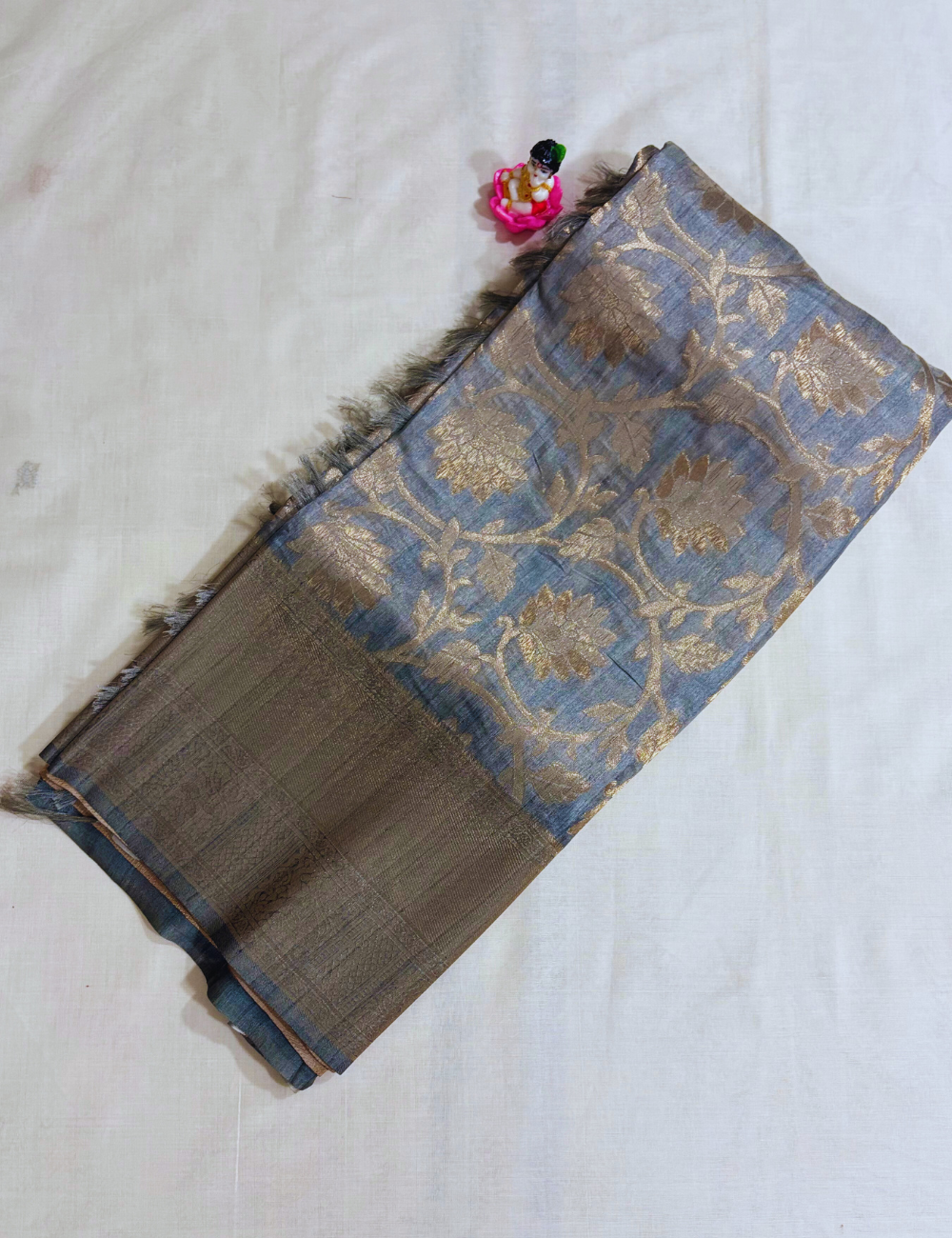 Grey with Silver Zari Weaving Banarasi Silk Saree