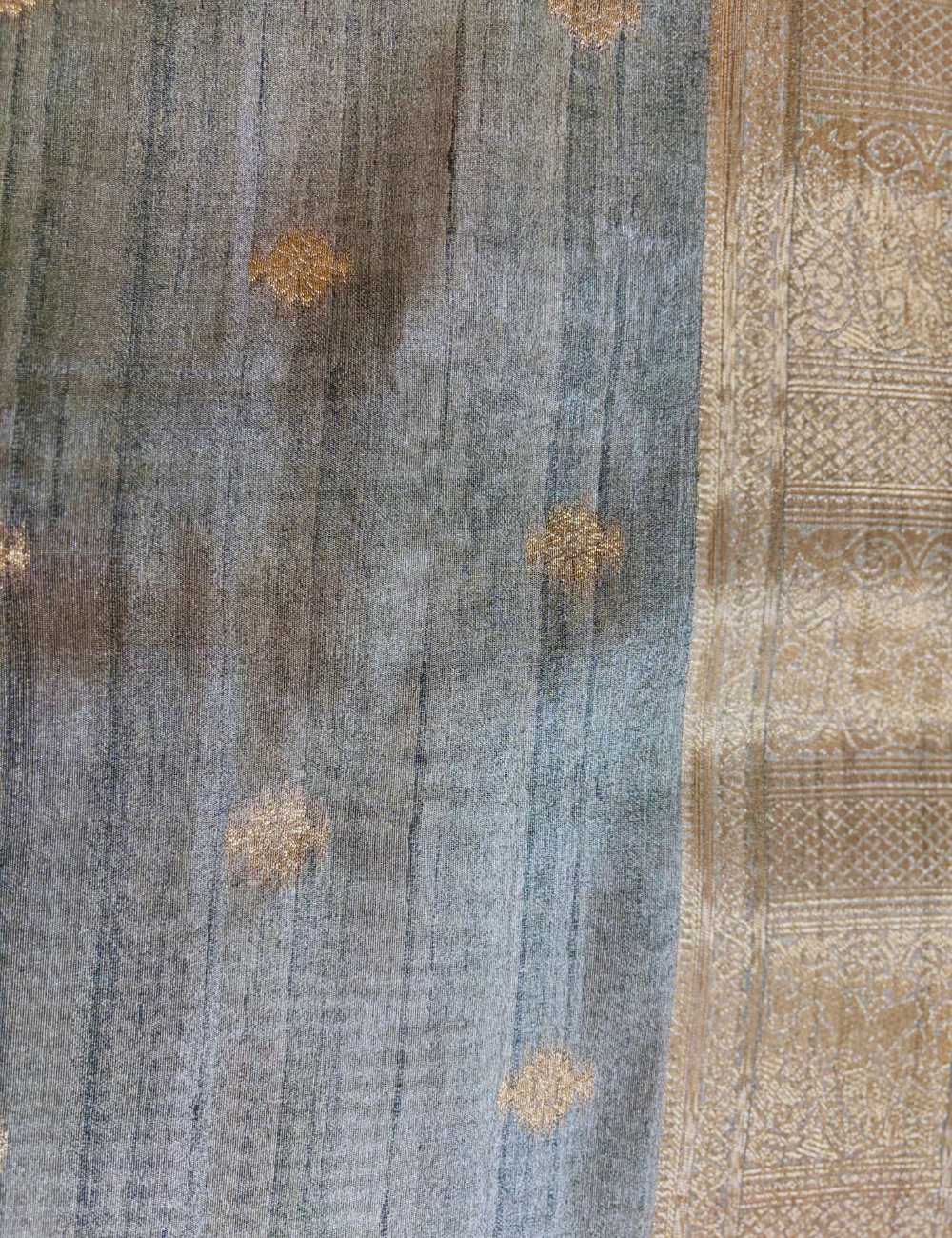 Grey with Silver Zari Weaving Banarasi Silk Saree