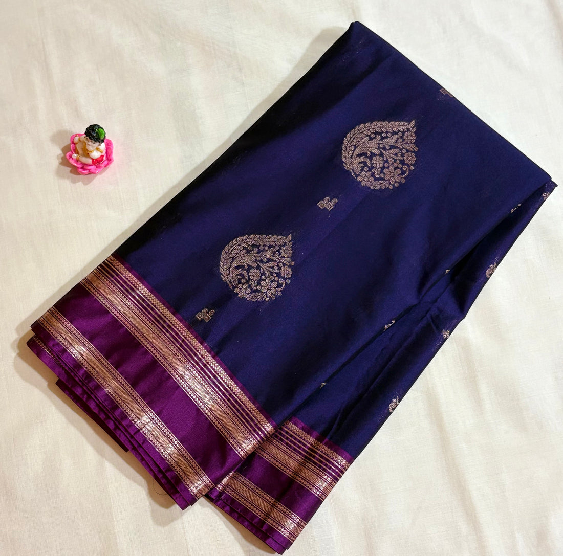 Navy Blue Semi silk saree