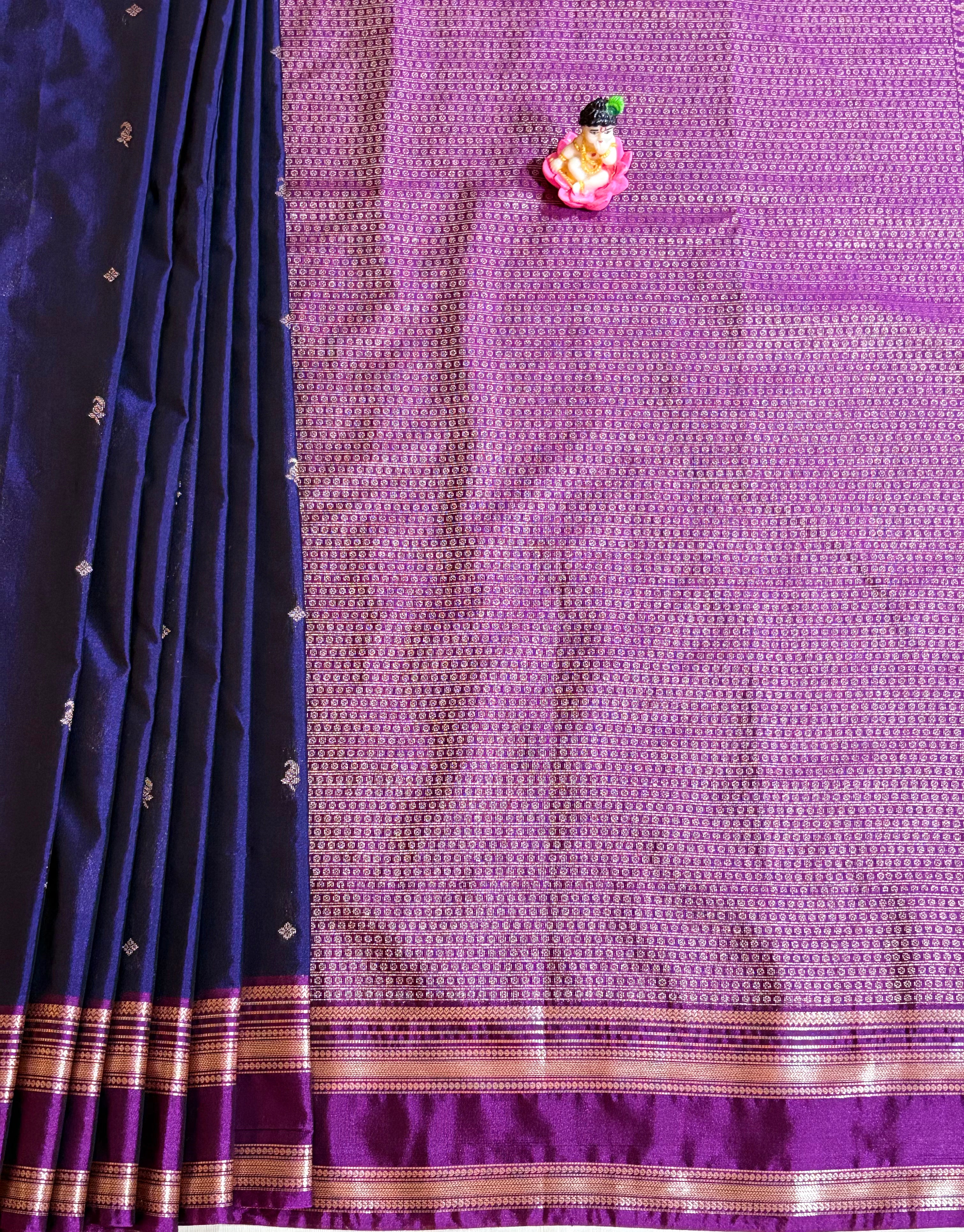 Navy Blue Semi silk saree