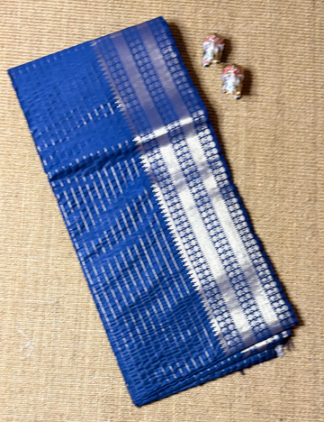 Royal Blue Checked Moonga Silk Saree