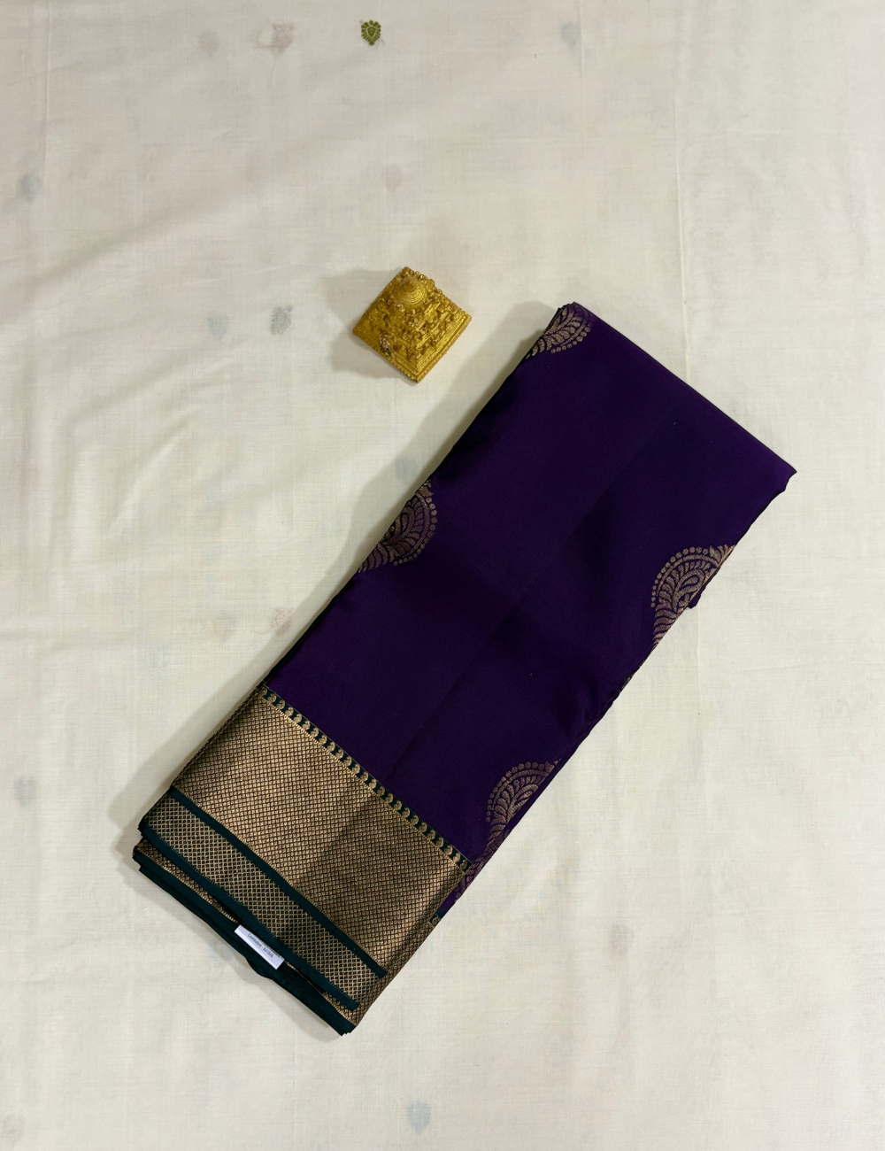 Purple  with Green Zari Border Kanjipuram Silk Saree