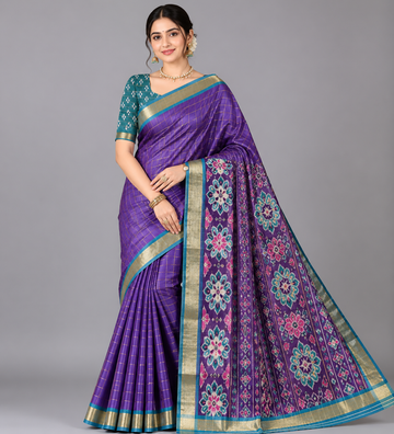 Purple  with Traditional Woven Pallu Koriya Silk Saree