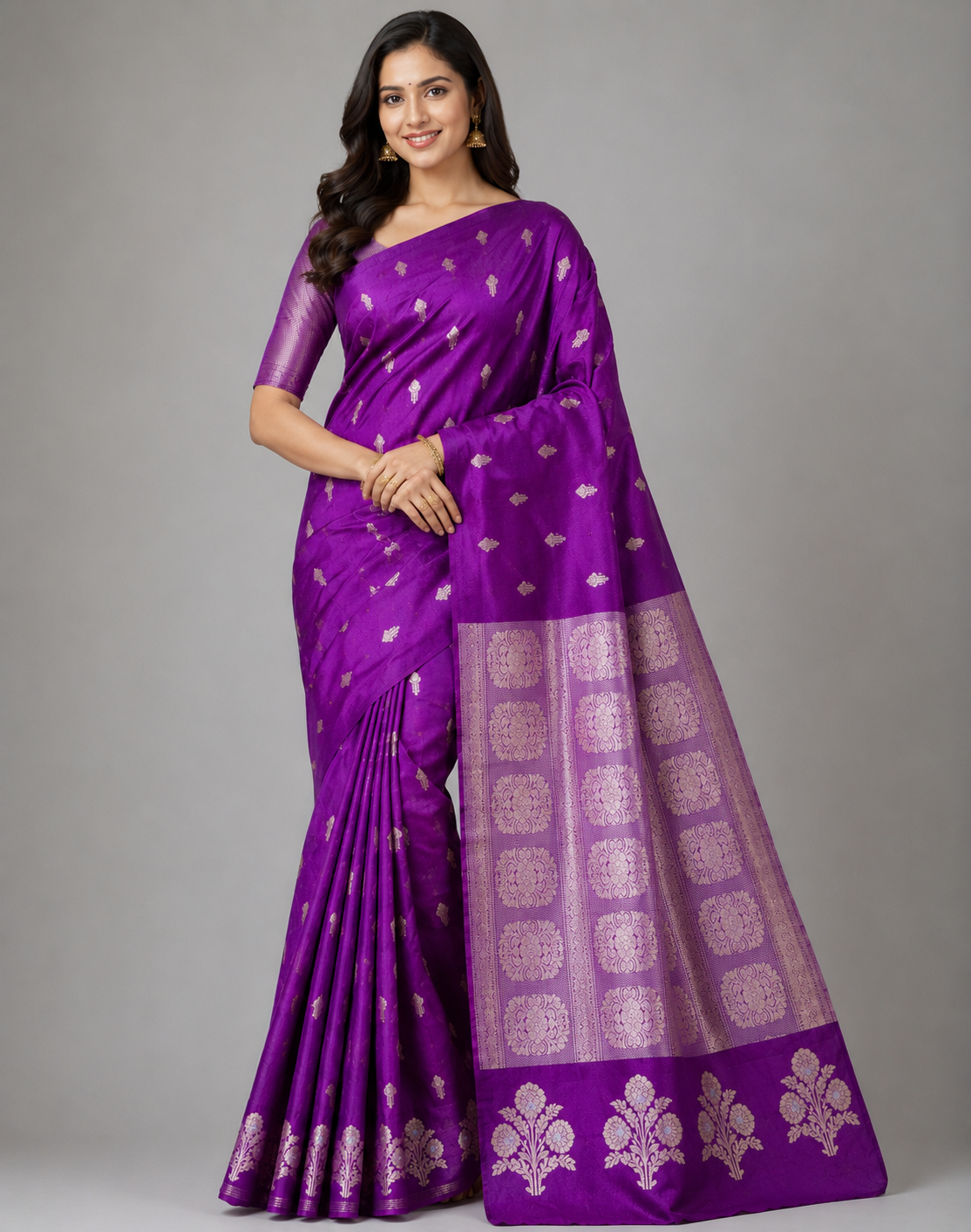 Purple Viscose Silk Saree