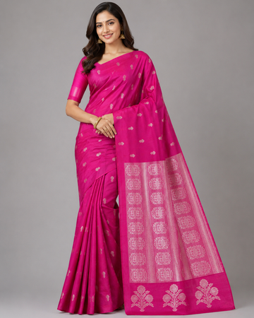 Rani Pink Viscose Silk Saree