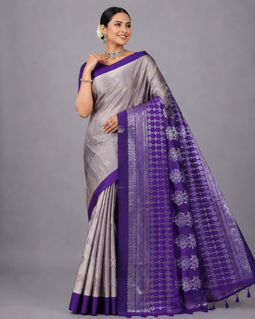 Dual Shade Purple Soft Silk Saree