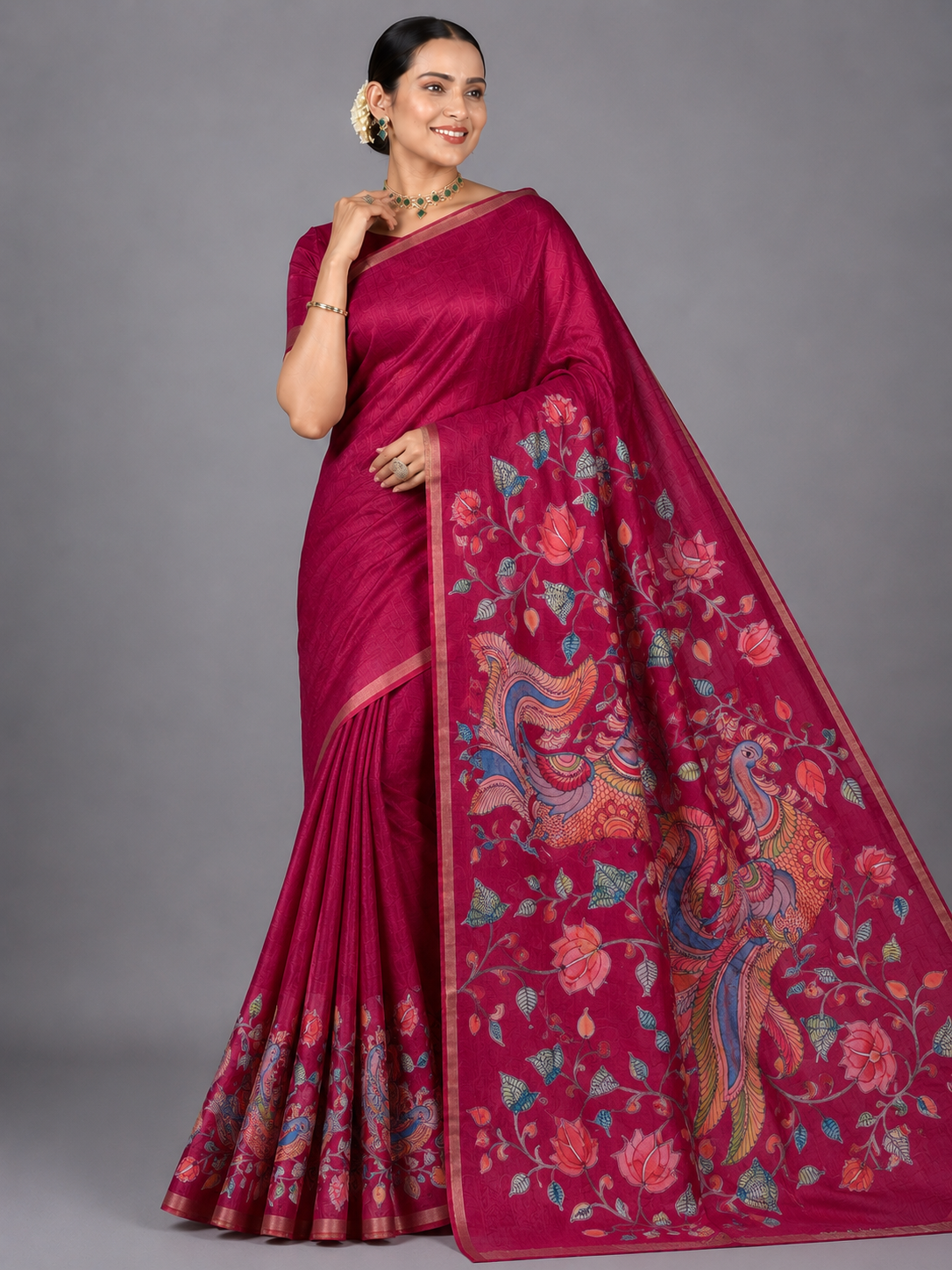 Maroon Kosha Tussar Saree