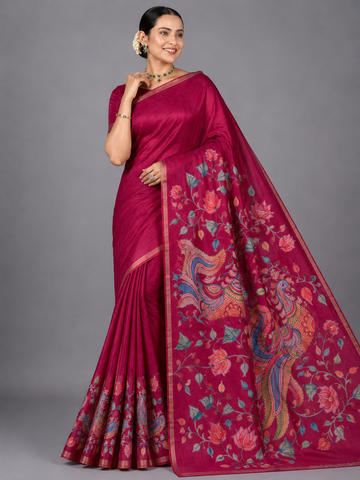 Maroon Kosha Tussar Saree
