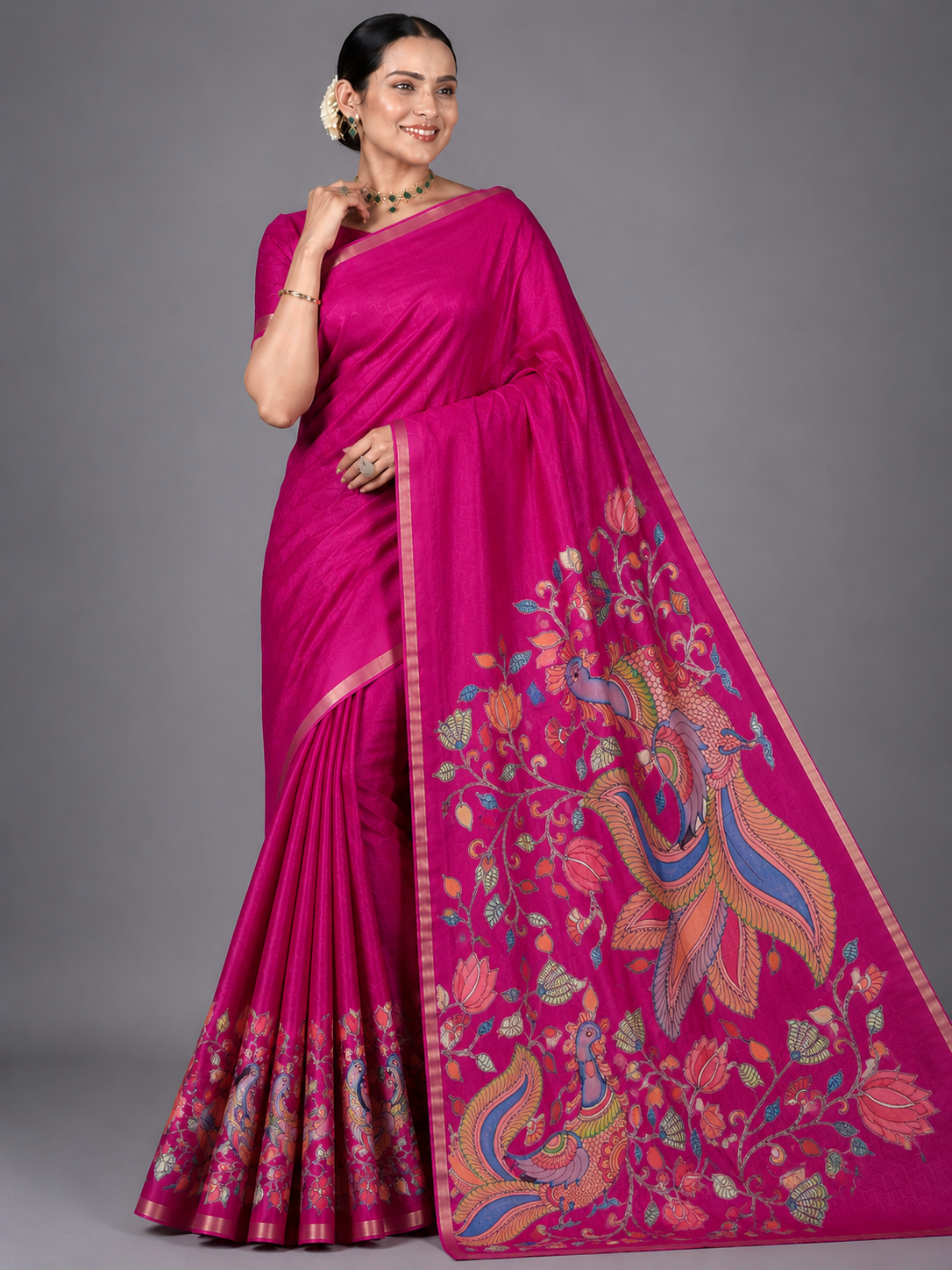 Dark Pink Kosha Tussar Saree