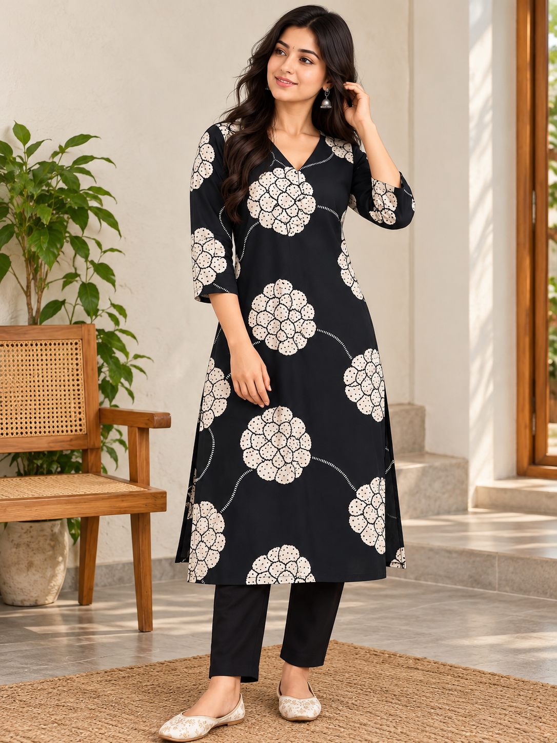 Elegant Pure Cotton Printed Top with Lining
