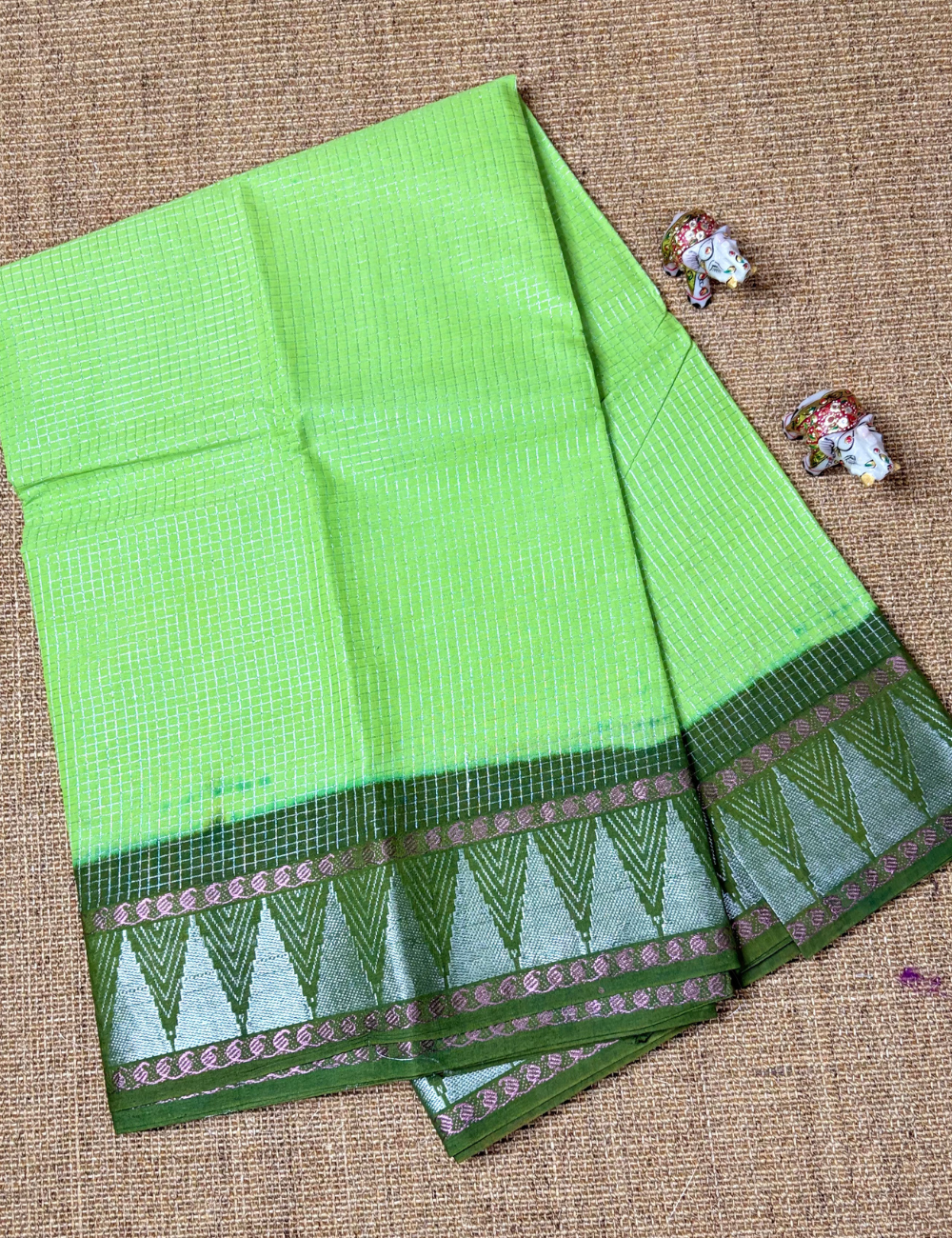 Pure Green Cotton Sarees