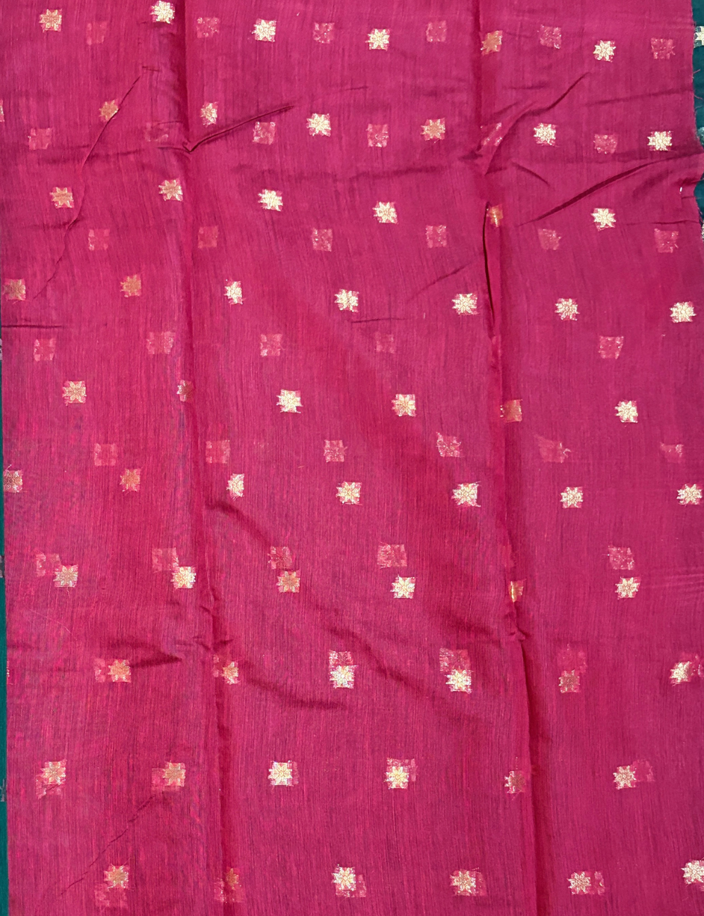 Rich teal green with a Pinkish-Red Kalyani Cotton Saree