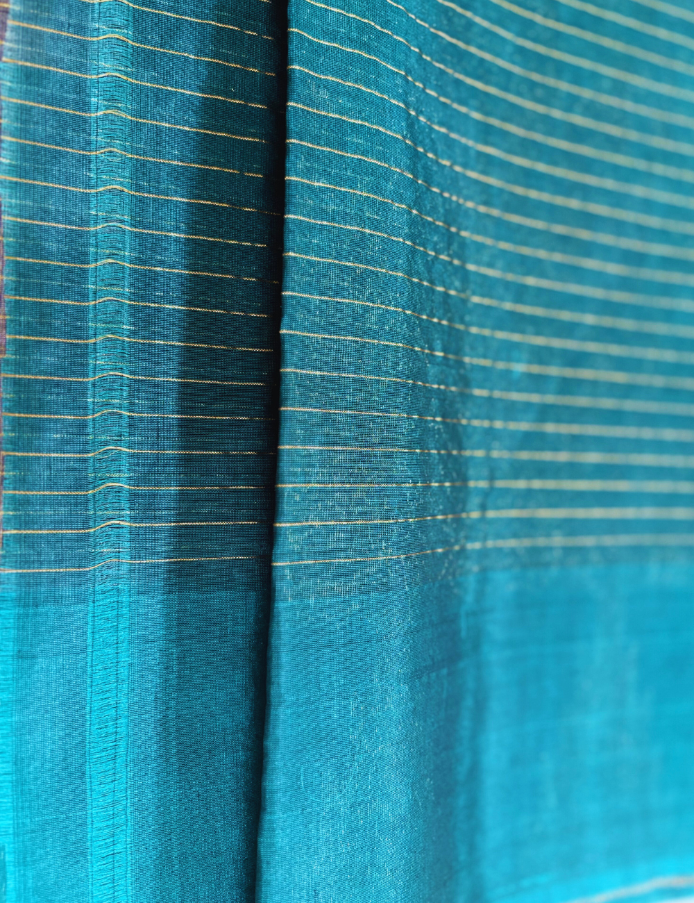 Black with Teal Green Border  Silk Cotton Saree