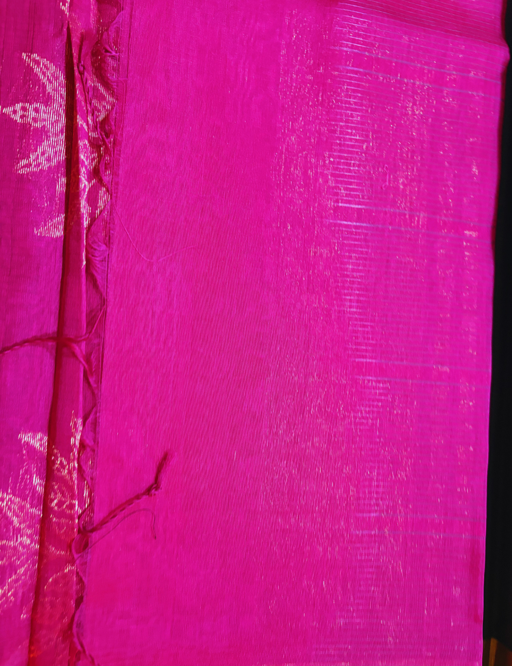 Green & Pink with Golden Zari Silk  Cotton Saree
