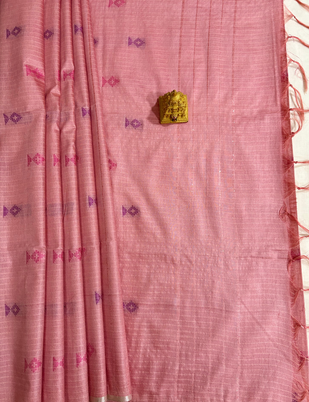 Onion Pink  IKAT  Saree