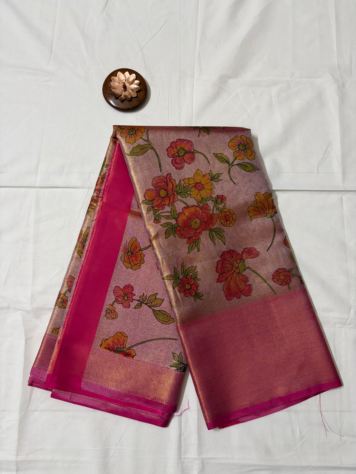 Jothika Inspired Pink Floral Saree