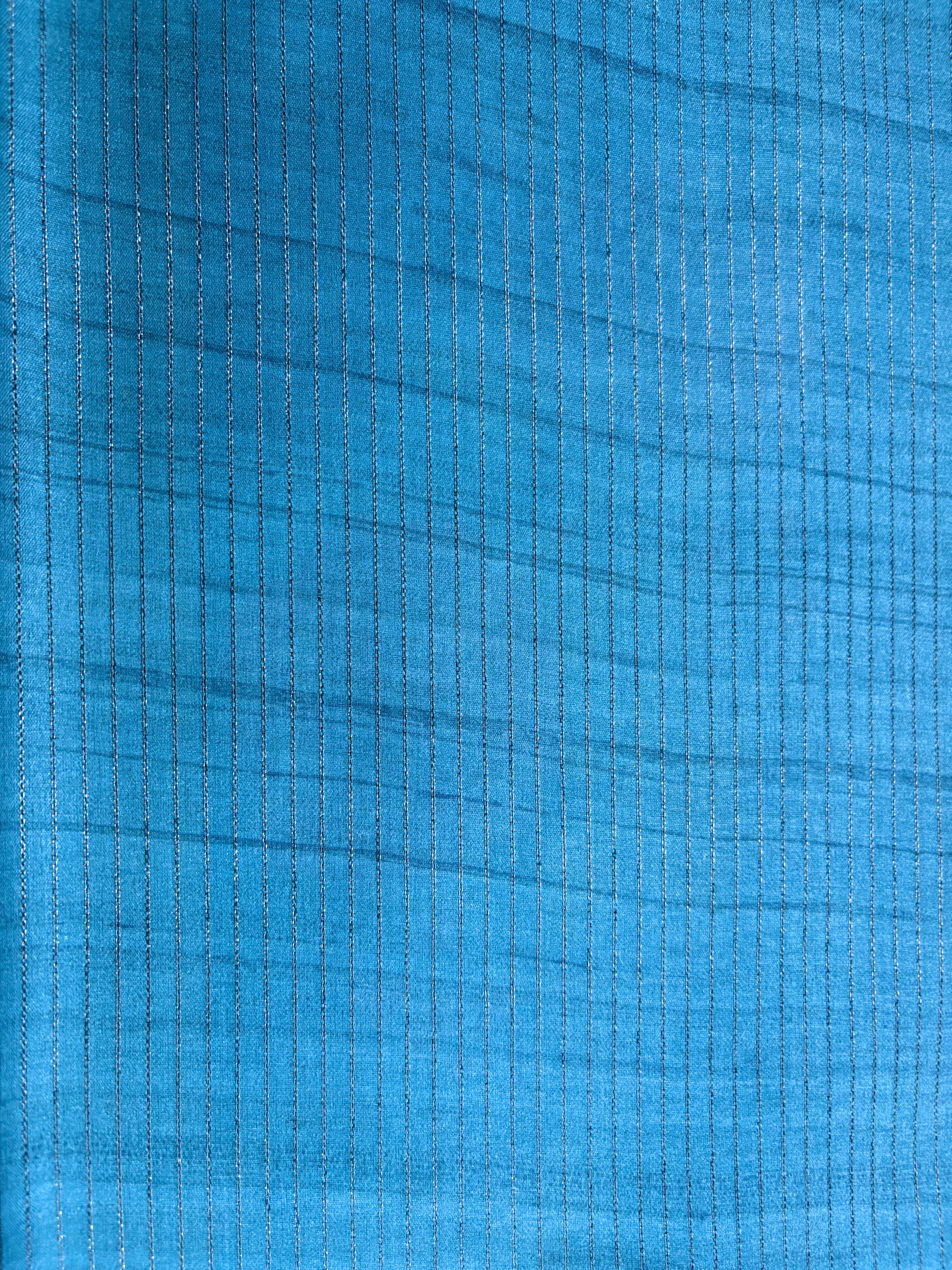 Blue Floral Raw Silk Saree