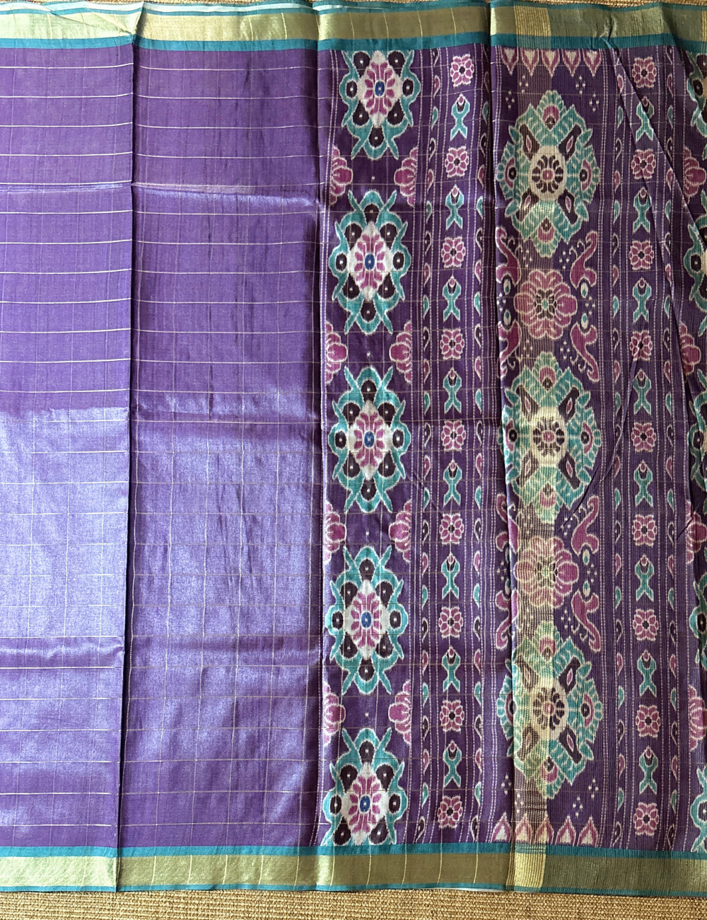 Purple  with Traditional Woven Pallu Koriya Silk Saree