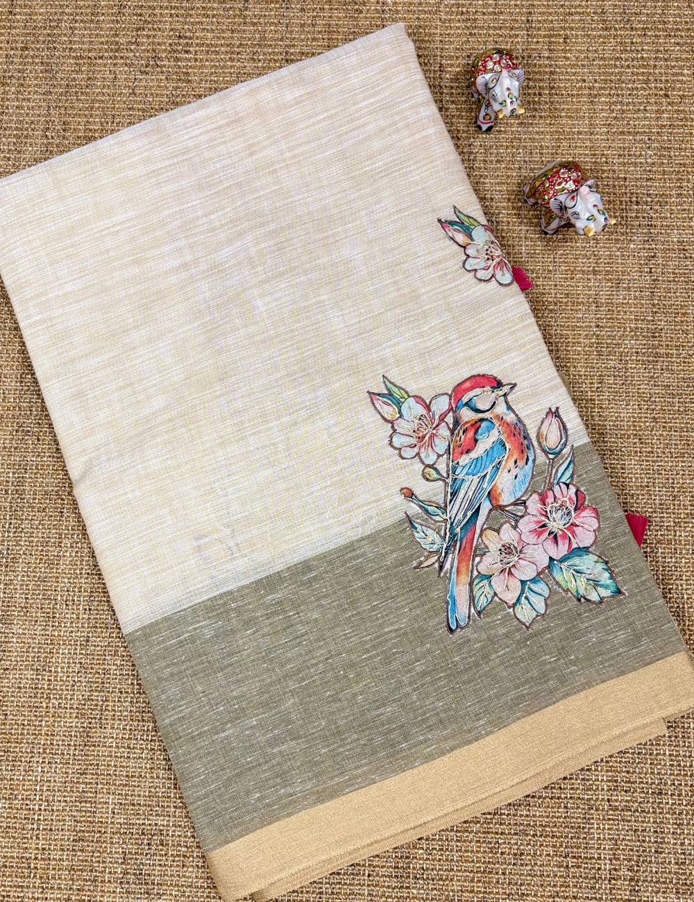 LINEN KOSHA TUSSAR SAREE