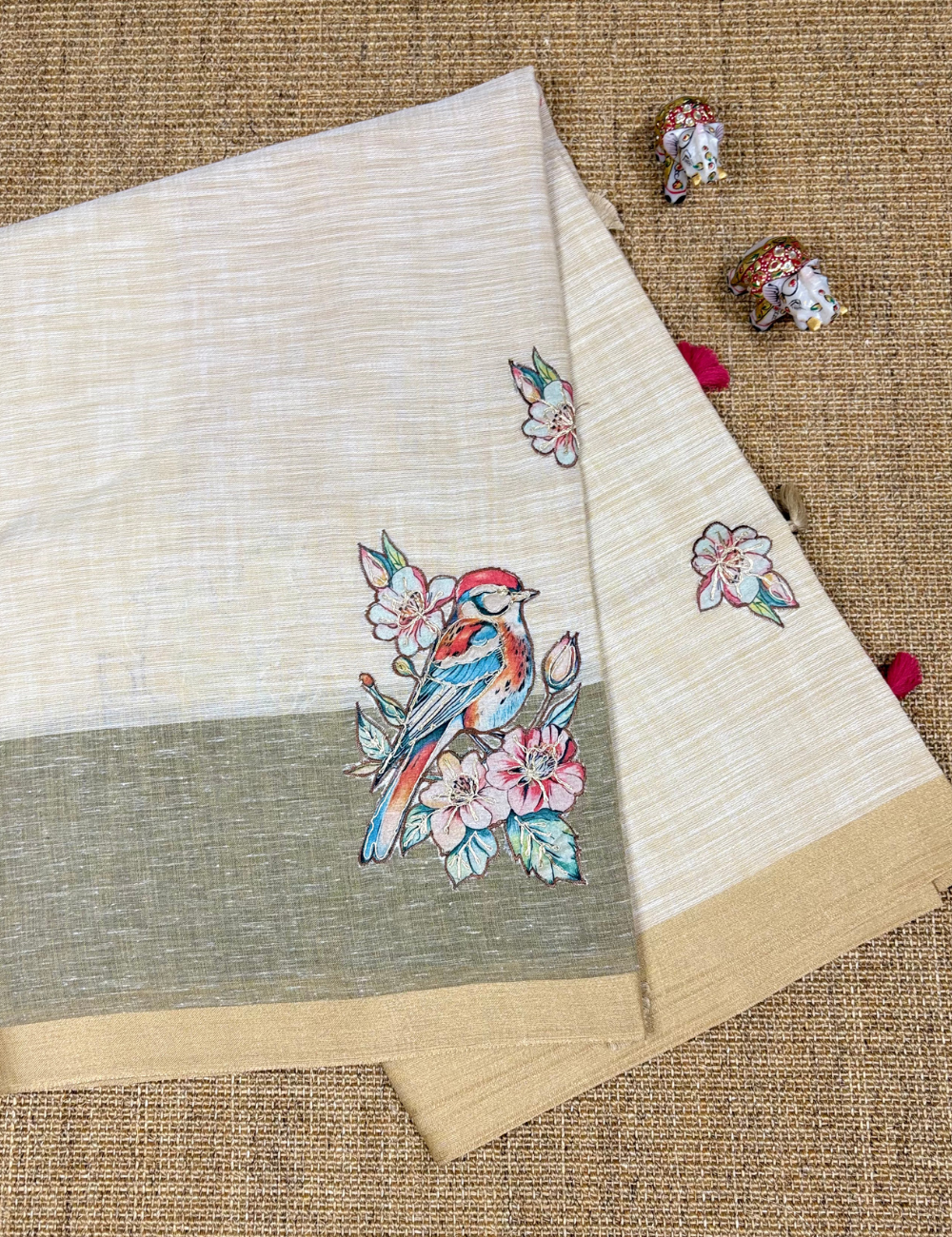LINEN KOSHA TUSSAR SAREE