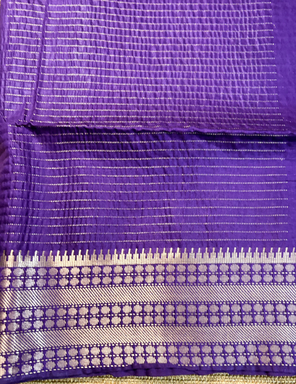 Purplish Blue Checked Moonga Silk Saree