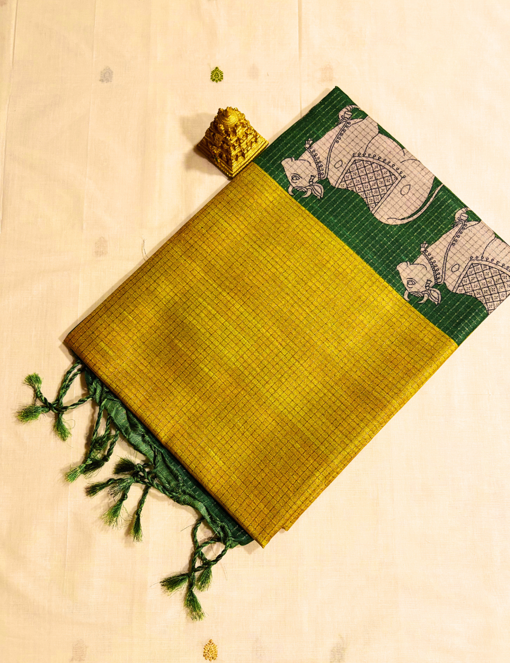 Pichwai Pallu with Munga Tussar Saree