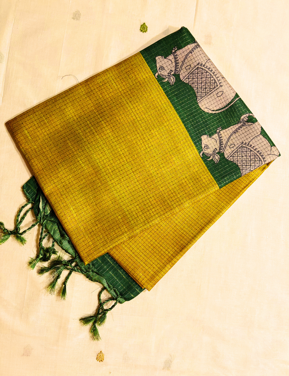Pichwai Pallu with Munga Tussar Saree