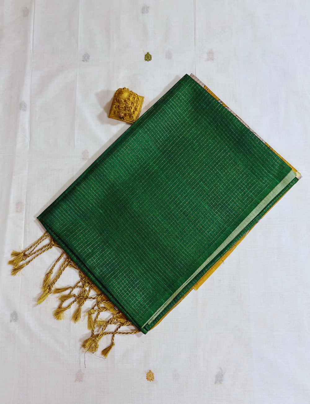 Green & Mustard Yellow Pichwai Tussar Saree