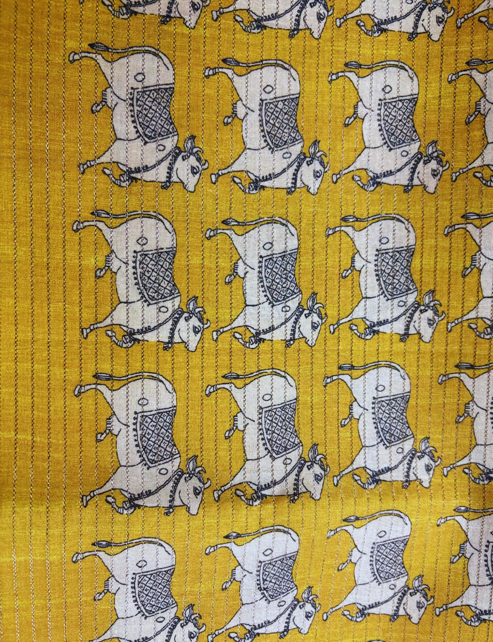 Green & Mustard Yellow Pichwai Tussar Saree