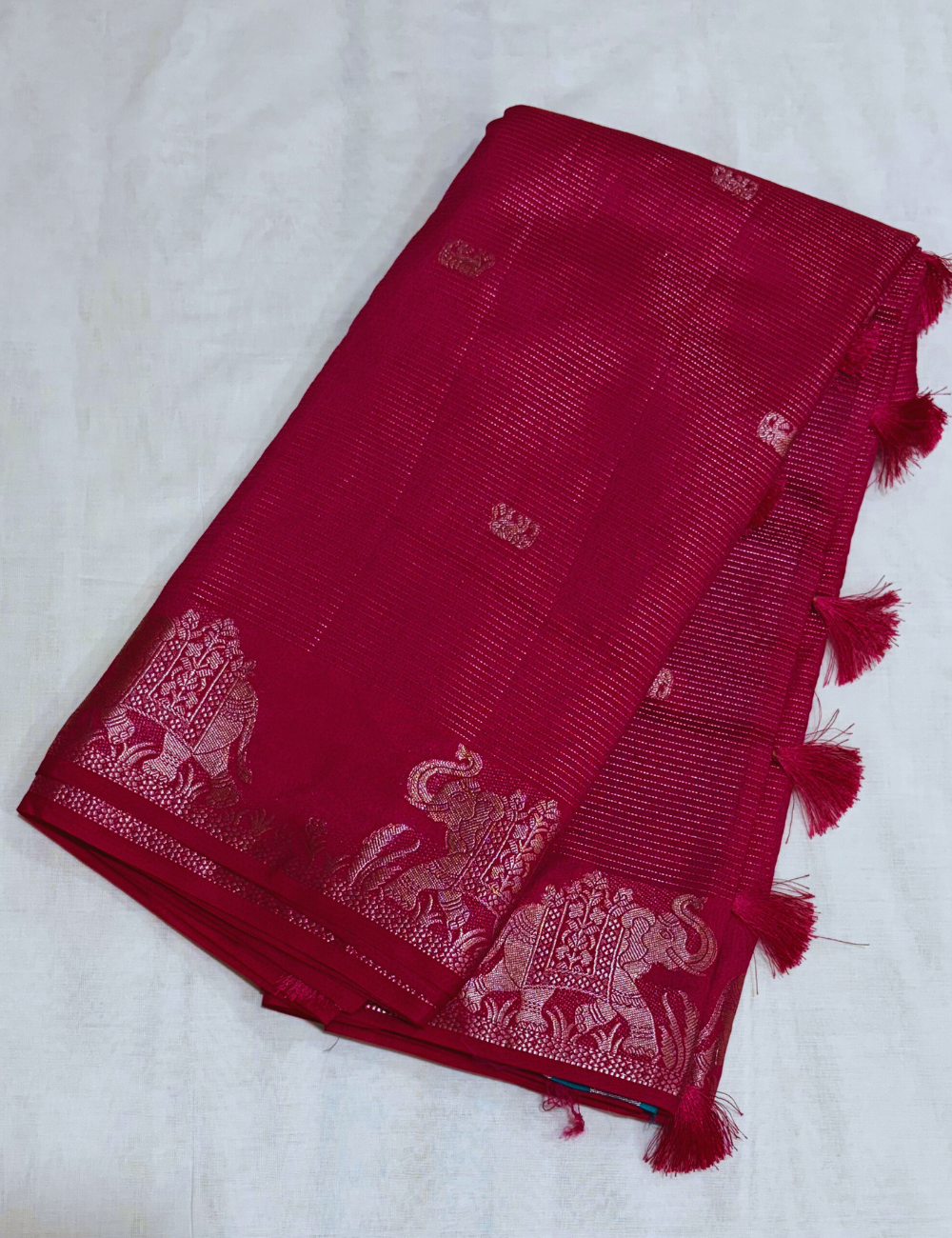 Pink with Golden Zari Silk Saree