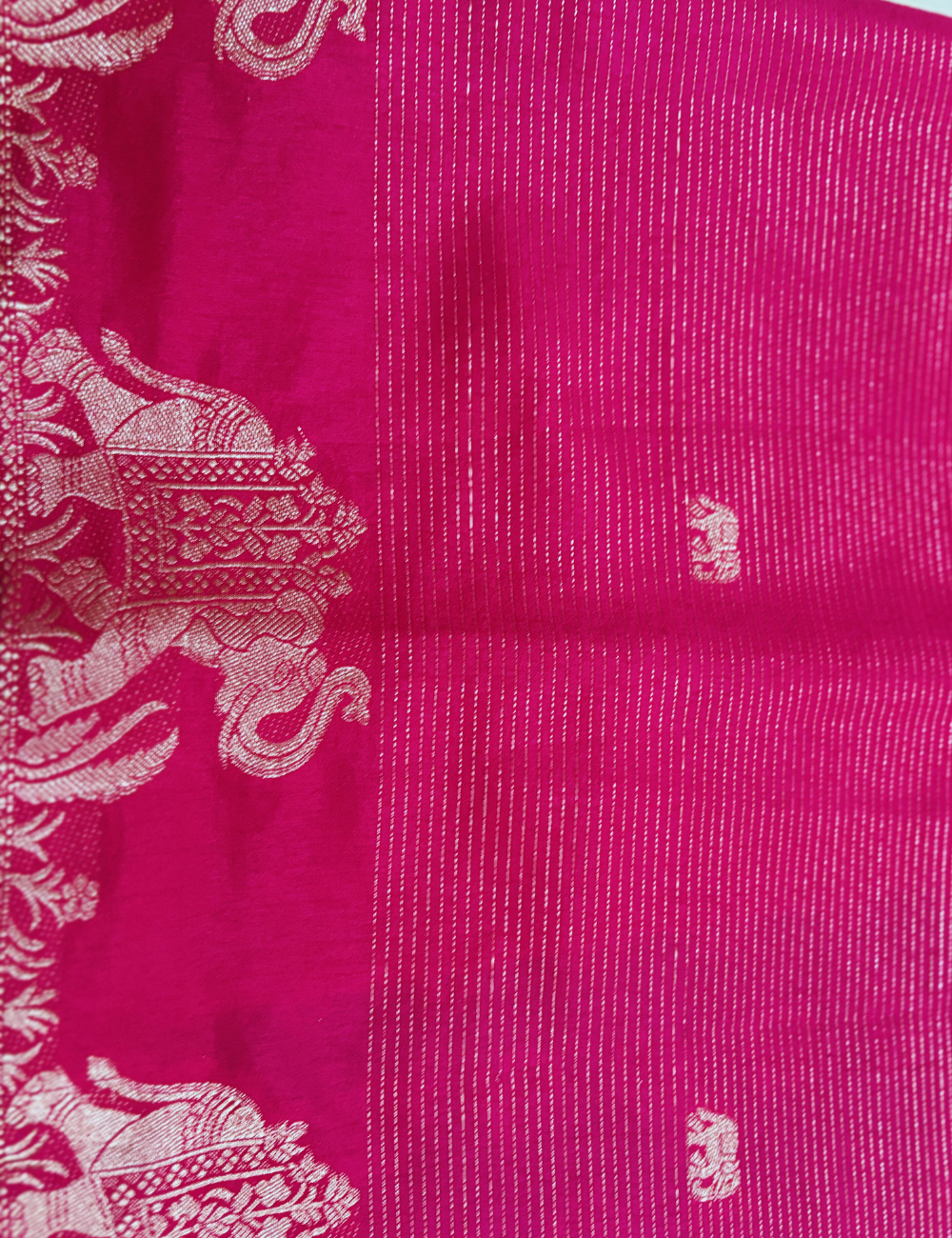 Pink with Golden Zari Silk Saree