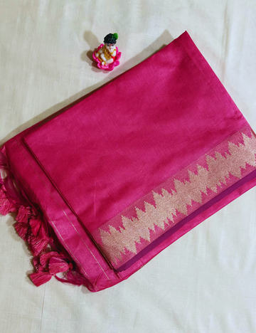 Pink with Golden Pallu Semi Silk Saree