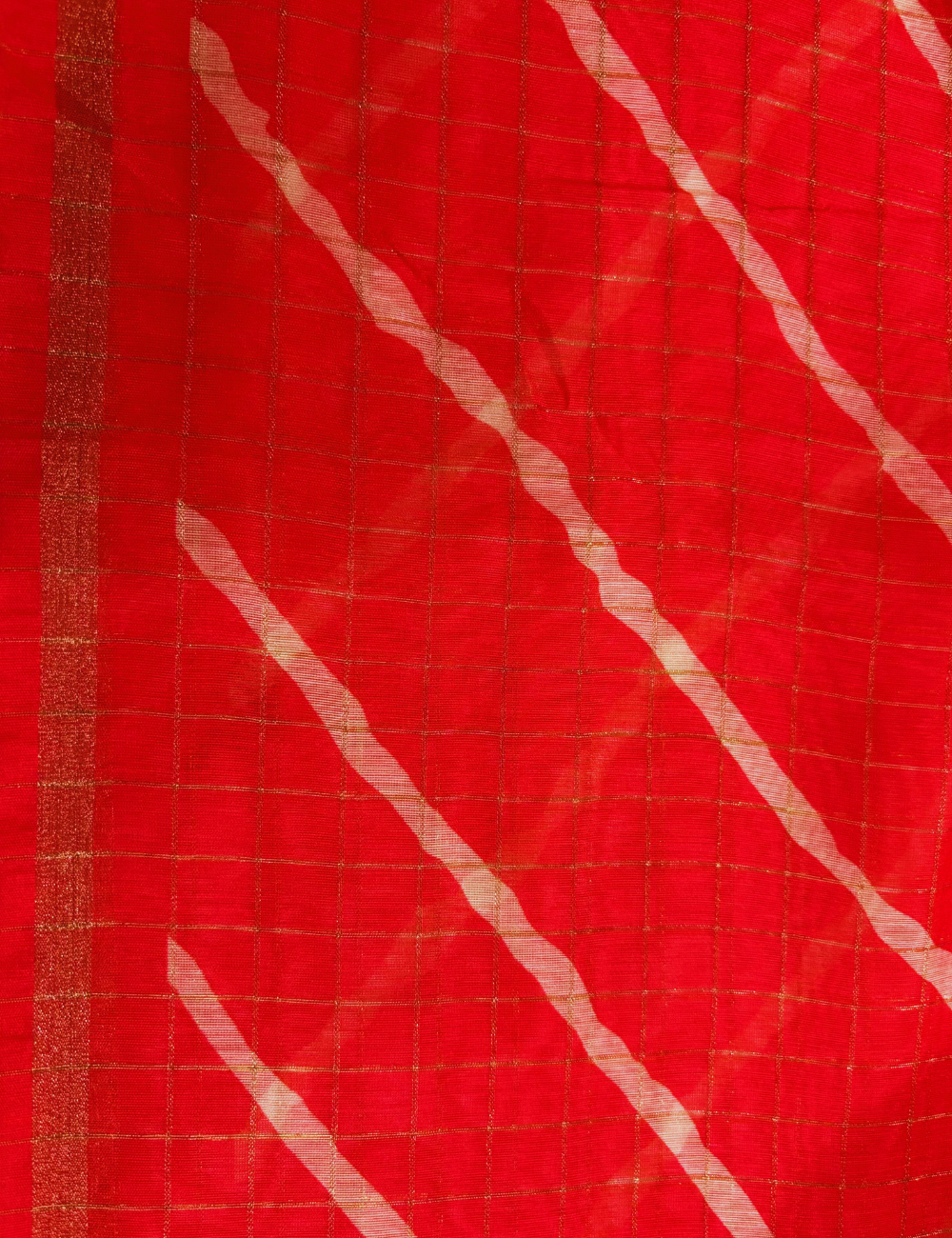 Red Madhubani Print- Leheriya Saree