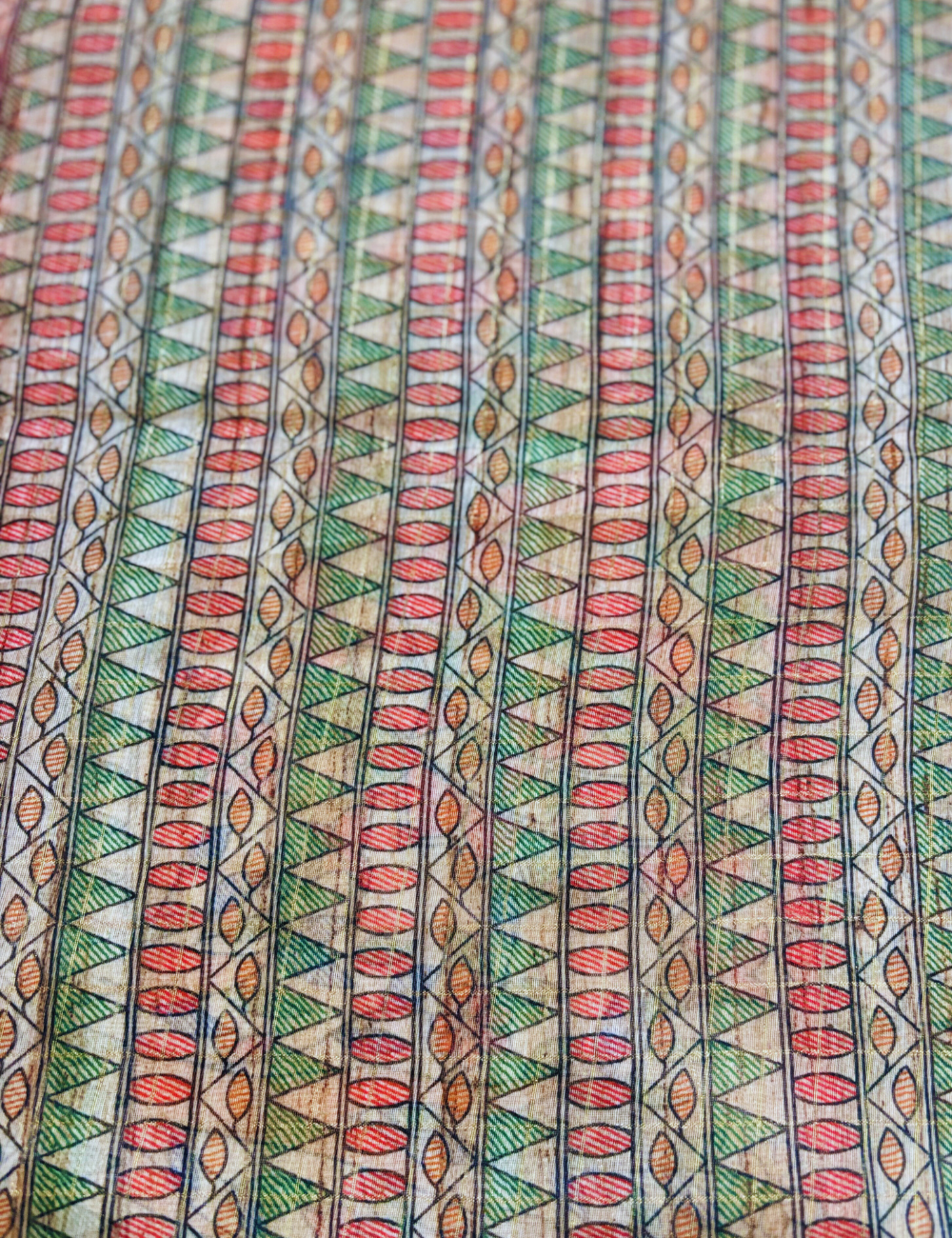 Red Madhubani Print- Leheriya Saree