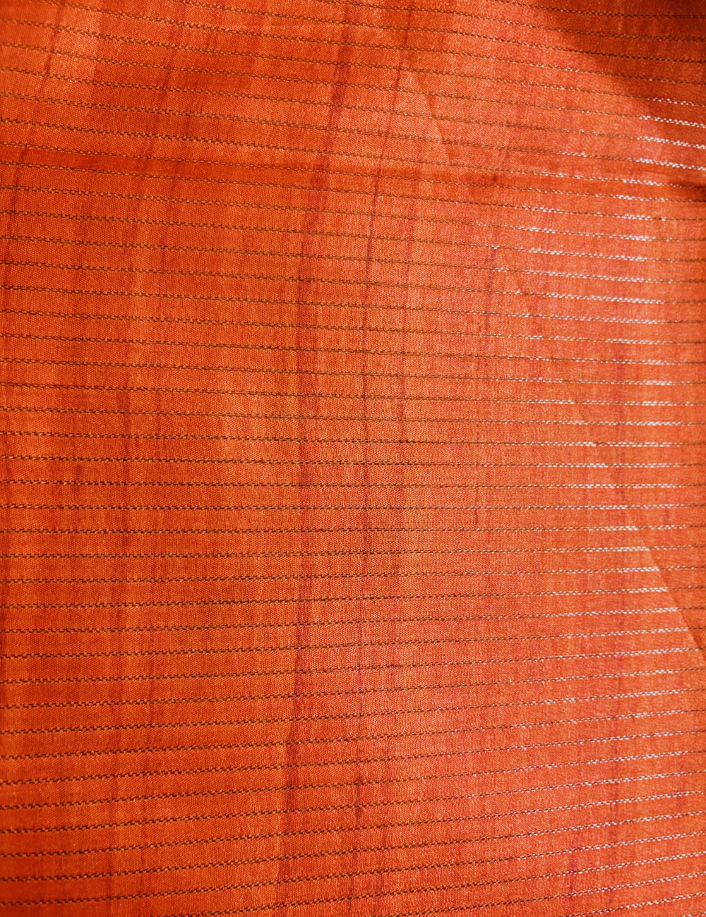 Cream & Orange Floral Raw Silk Saree