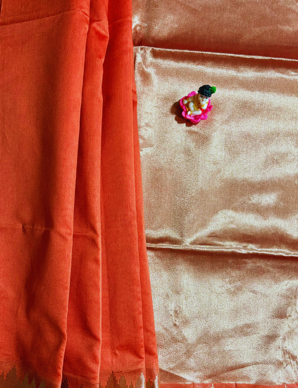 Red With Golden Pallu Semi Silk Saree