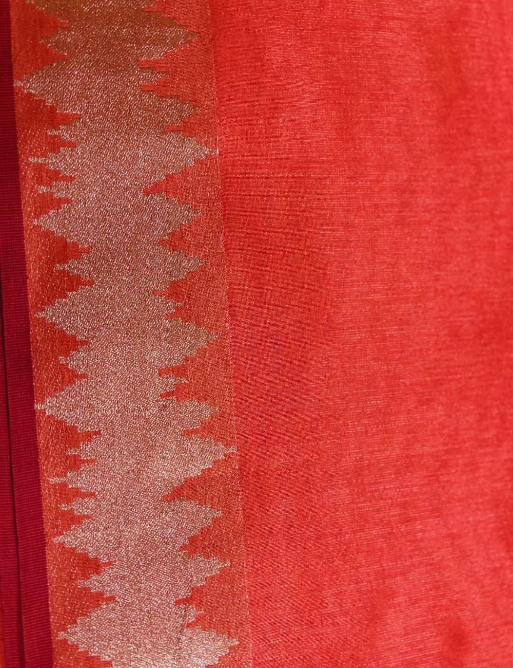Red With Golden Pallu Semi Silk Saree