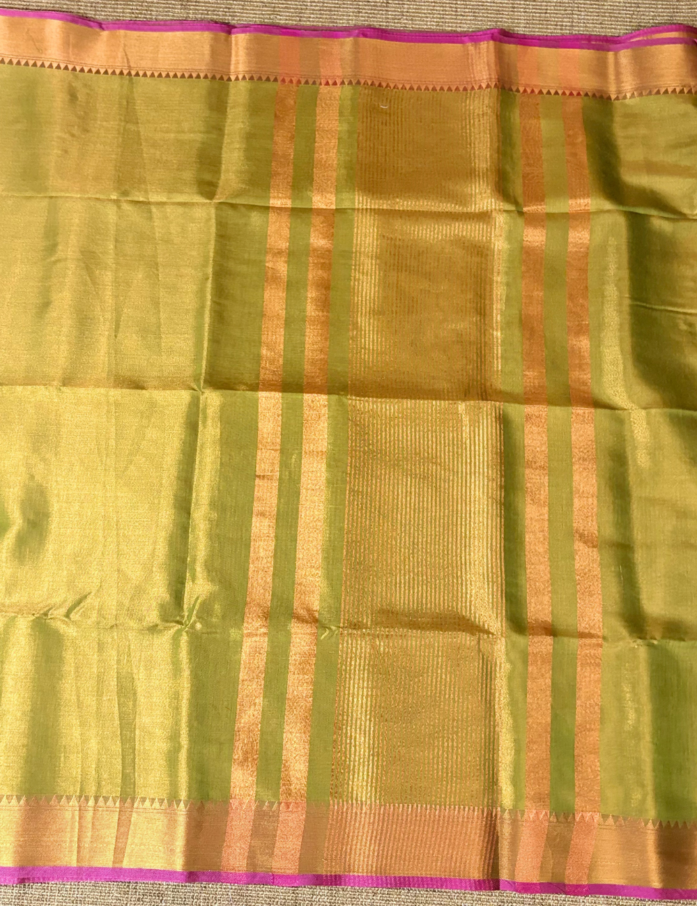 Parrot Green Tissue Silk Saree