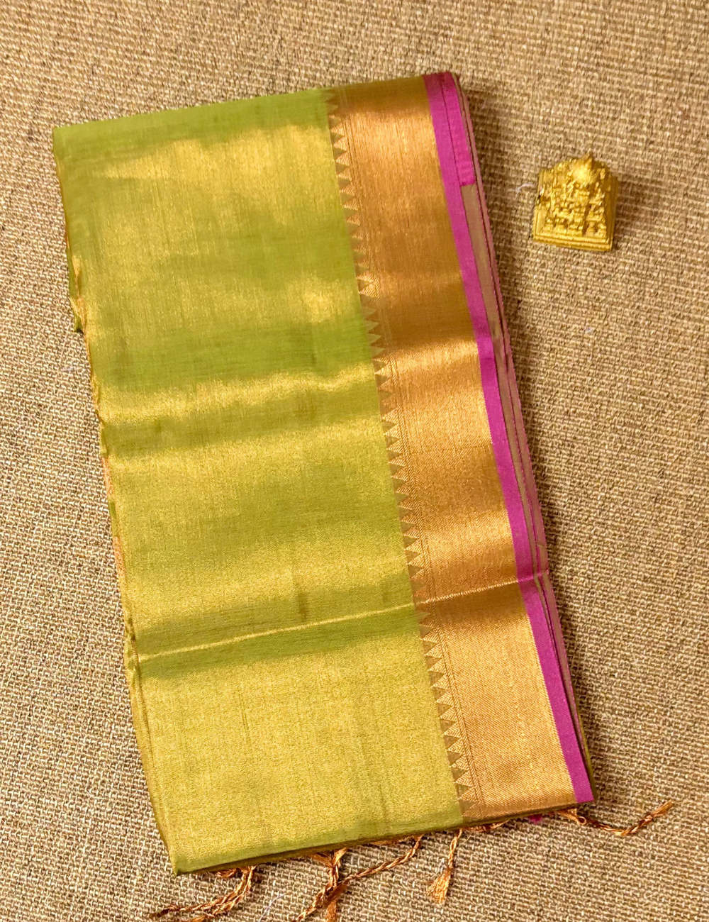 Parrot Green Tissue Silk Saree