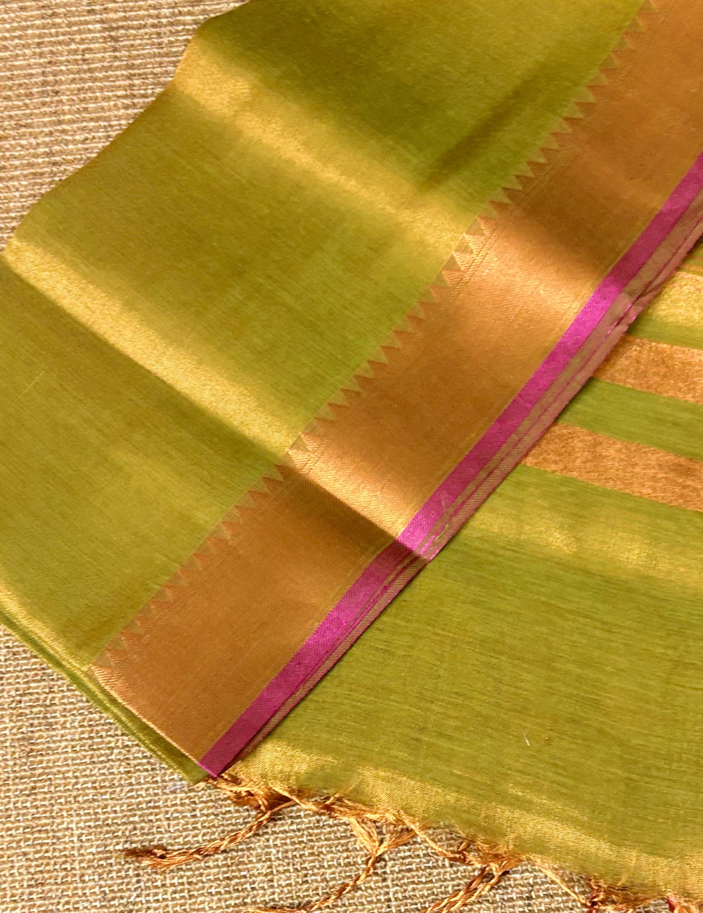 Parrot Green Tissue Silk Saree