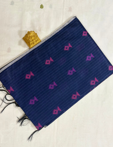 Navy  Blue  IKAT Saree