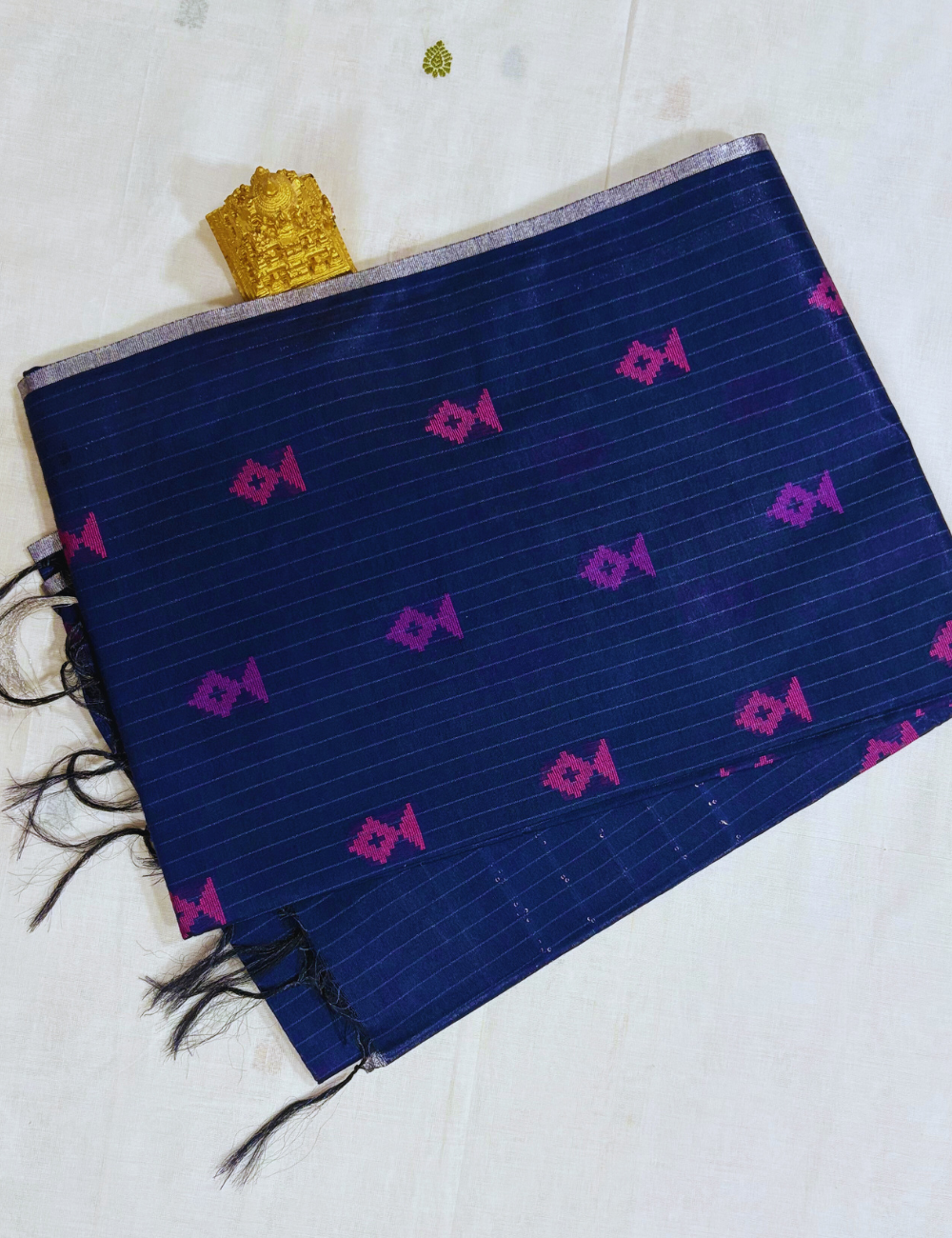 Navy  Blue  IKAT Saree