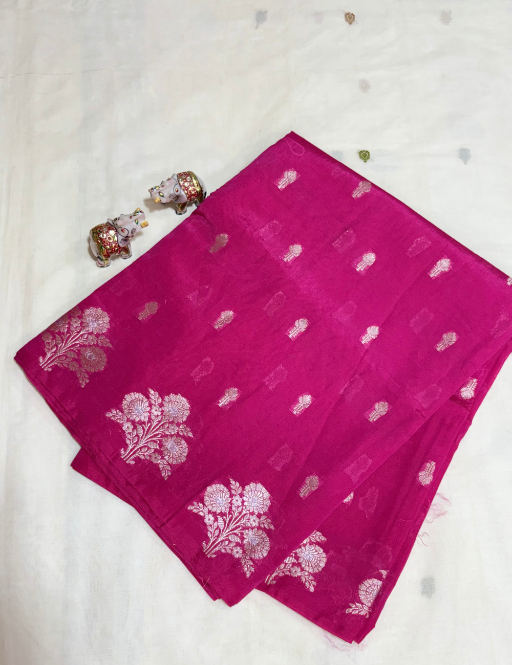 Rani Pink Viscose Silk Saree