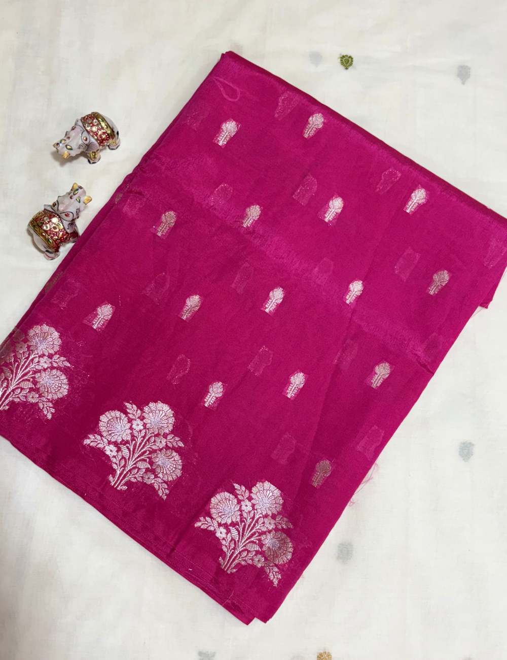 Rani Pink Viscose Silk Saree