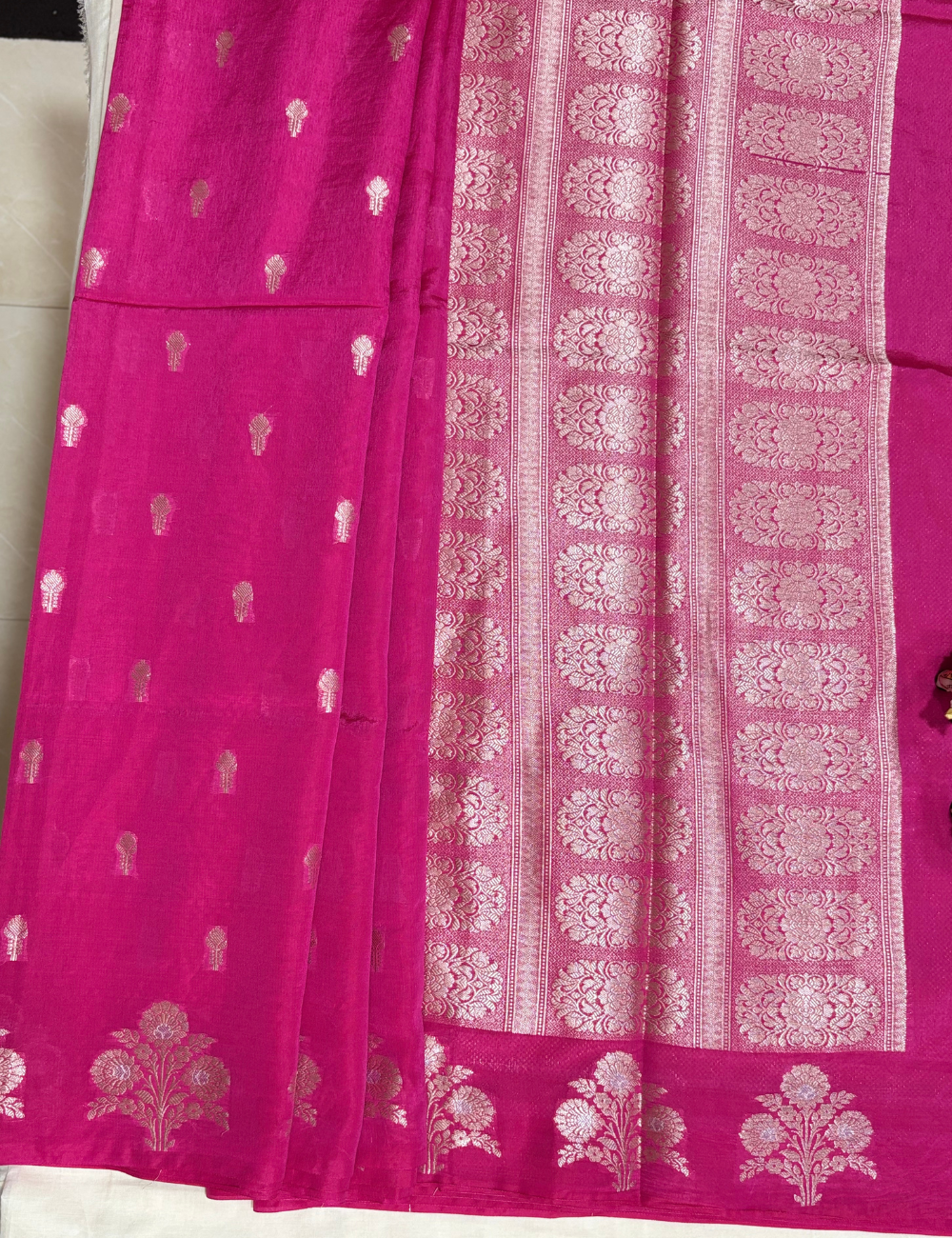 Rani Pink Viscose Silk Saree
