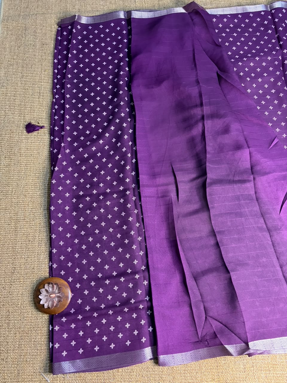 Royal Purple Viscose Jacquard Saree with Silver Border